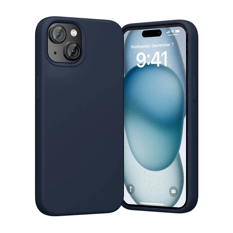 Silikonowe etui Vention KUFL0-20 do iPhone'a 15 Plus, niebieskie — miękka osłona ochronna, smukły fason