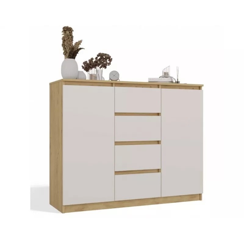 komoda z 2 drzwi i 4 szuflady, dąb artisan/kolor kaszmirowy