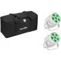 Lampa LED Par EUROLITE Silent Par 6 QCL Floor 2x z miękkim pokrowcem — kompaktowa podłogowa lampa par QCL LED, 2 sztuki, torba transportowa