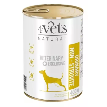 Mokra karma dla psów 4vets Natural Urinary No Struvit 400 g — dieta weterynaryjna dla zdrowia układu moczowego, indyk