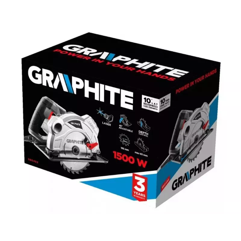 Piła tarczowa 1500W Graphite tarcza tnąca 185 mm