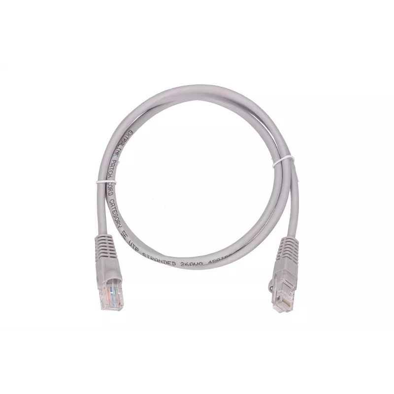 Kabel krosowy LAN Extralink Cat5e UTP 1 m, RJ-45 do RJ-45, szary