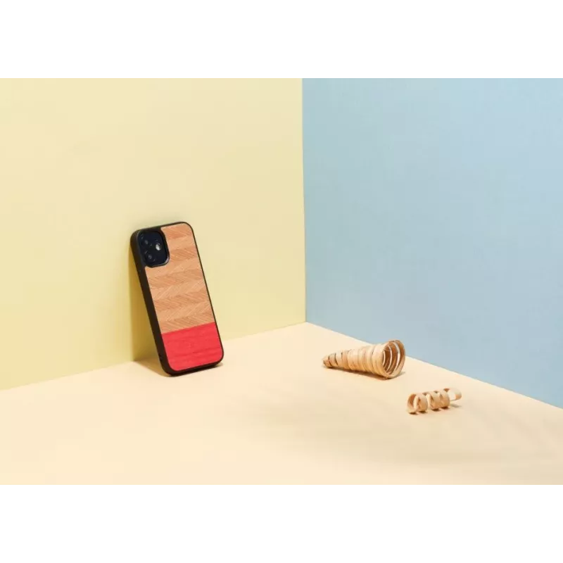 Ochronne etui na telefon Man and Wood do iPhone 12 mini — wzór jodełka azalia czarny