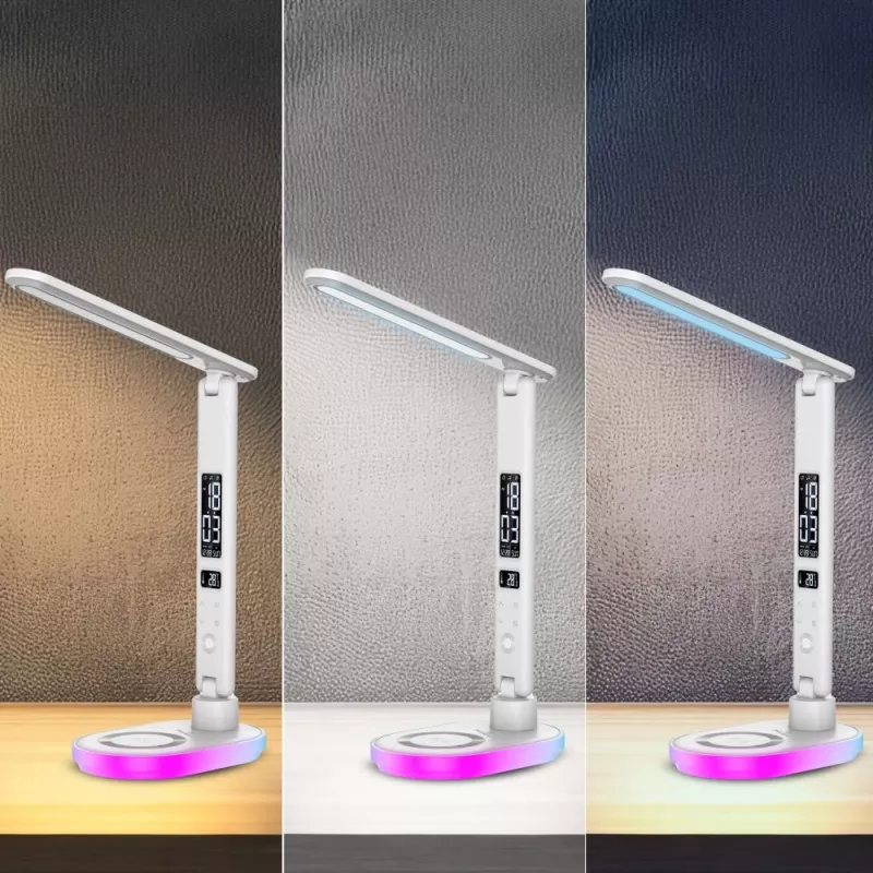 Lampa stołowa Hawk HW-LAMP03 Biała RGB — regulowana lampka biurkowa LED z oświetleniem RGB