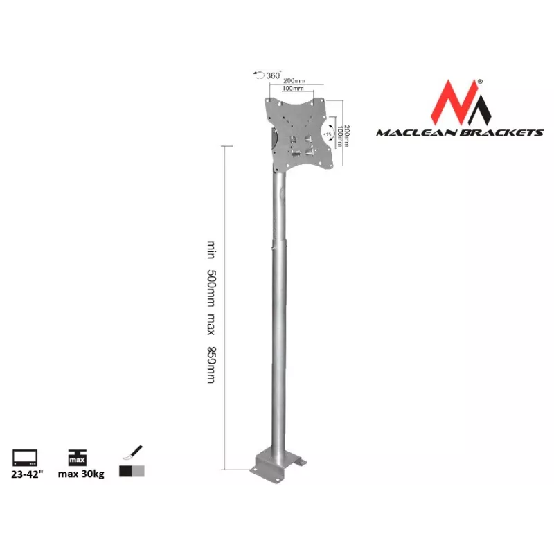 Maclean MC-504A S Regulowany uchwyt sufitowy 23-42 30kg