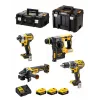 Zestaw narzędzi akumulatorowych DeWalt DCK422P3T-QW 18V 5Ah (3 baterie), wiertarko-wkrętarka DCD796, młotowiertarka, drewno 4 cm, stal 1,3 cm