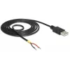 Kabel Delock USB2.0 Typ-A wtyk > 2 gołe końcówki przewodów - 1,5m - czarny (85664)