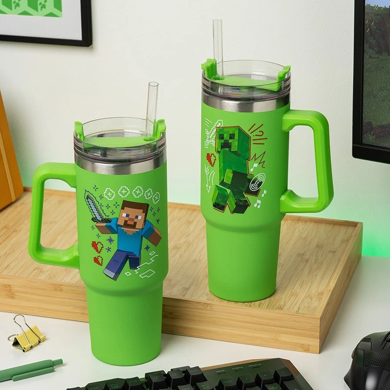 Paladone Minecraft Zielony Kubek Izolowany 900ml ze Słomką