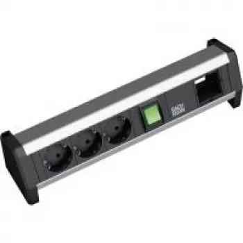 Listwa zasilająca Bachmann 3x Schuko 1x GST18 czarno-srebrna