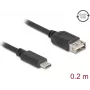 Kabel USB DELOCK 81534 — USB C na USB A, USB 2.0, 0,2 m, czarny