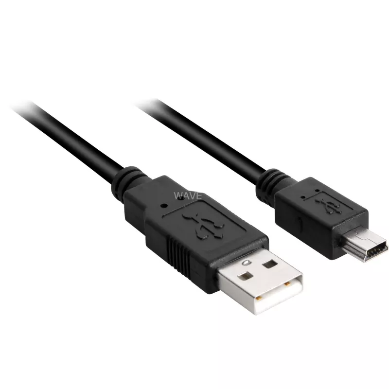 Kabel USB 2.0, wtyk USB-A > wtyk mini-USB (czarny, 1,0 metra, podwójnie ekranowany)