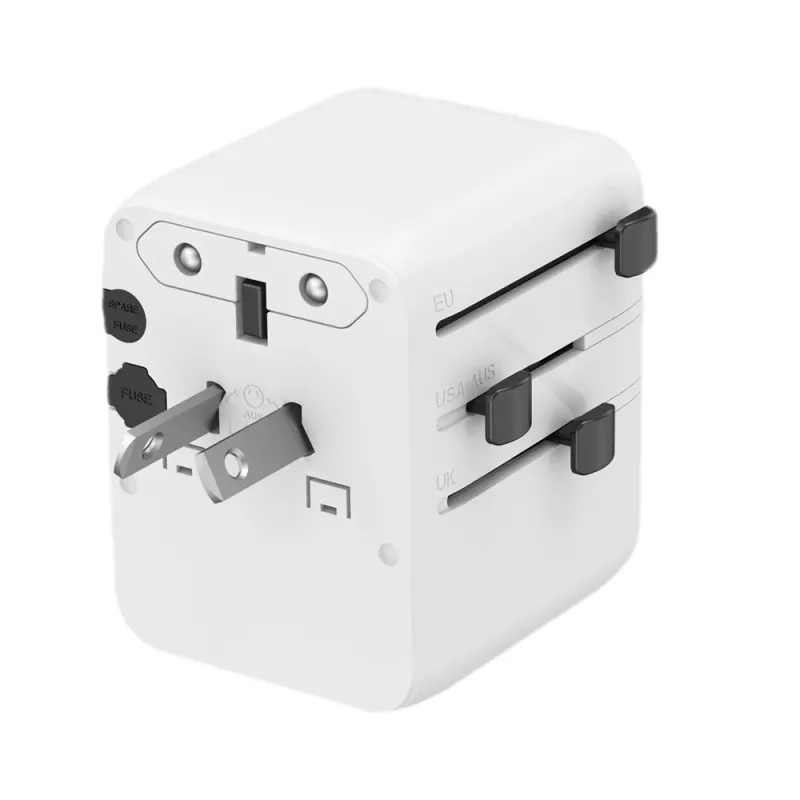 Podróżny zasilacz sieciowy GEMBIRD TPA-1A2C20-01-W — 20 W, USB-A (18 W) + 2× USB-C (20 W), wtyczka typu E, biały
