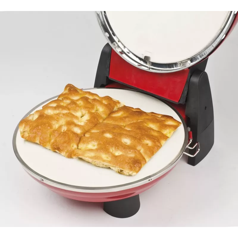 Maszynka do pizzy G3FERRARI G10032 — 1200 W, kamienna powierzchnia do pieczenia, maks. 400°C, pizza 31 cm, timer mechaniczny, czerwona