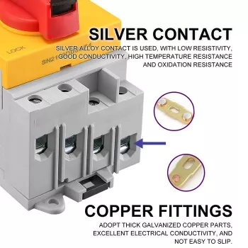 Qoltec 52611 Odłącznik DC z funkcją blokady | Wyłącznik główny | 1200V | 32A | 8kV | 4P