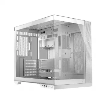 PC case MODECOM Volcano Panorama Midi Tower biały — micro ATX, szkło hartowane, ARGB, USB-C, obsługa GPU 400 mm