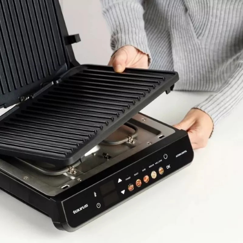 Grill elektryczny 2-w-1 Taurus Asteria Digital — 2000 W, regulowany termostat, nieprzywierająca powłoka, wyjmowana tacka ociekowa