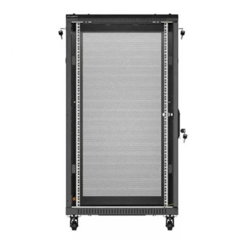 19-calowa szafa rack LANBERG FF01-6022-23B, 22U, 600×1000 mm, czarna, drzwi perforowane