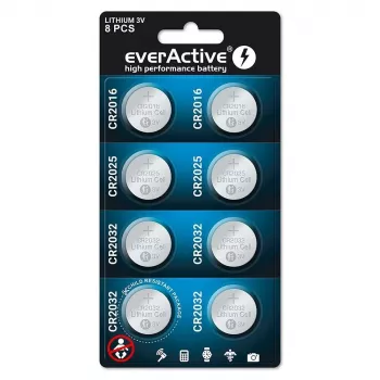 Zestaw 8 baterii litowych everActive 4 x CR2032, 2 x CR2025, 2 x CR2016