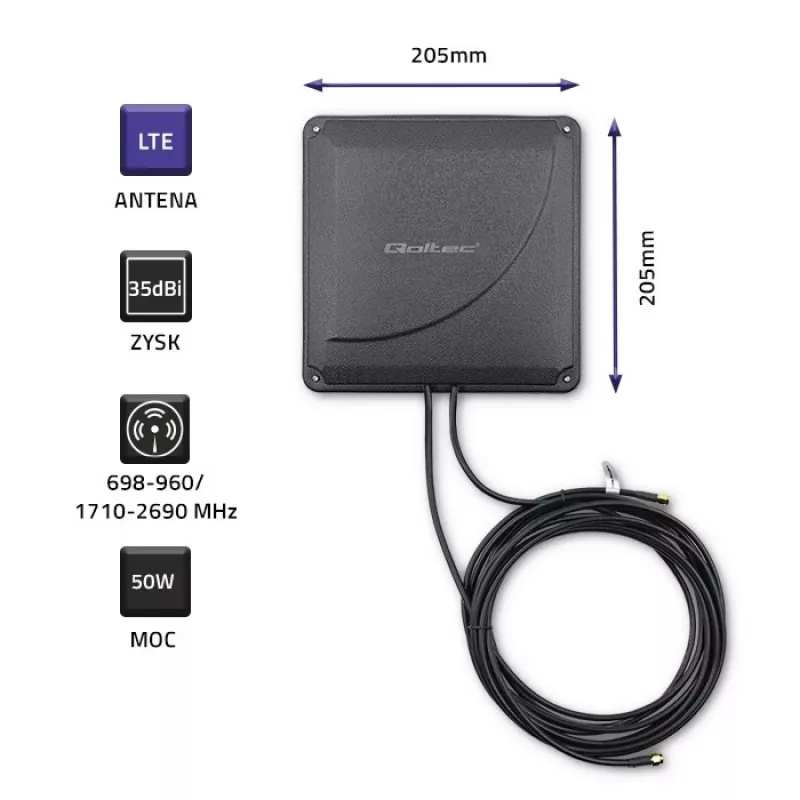 Zewnętrzna antena 4G LTE Dual MIMO QOLTEC 57041 35 dBi 50 W