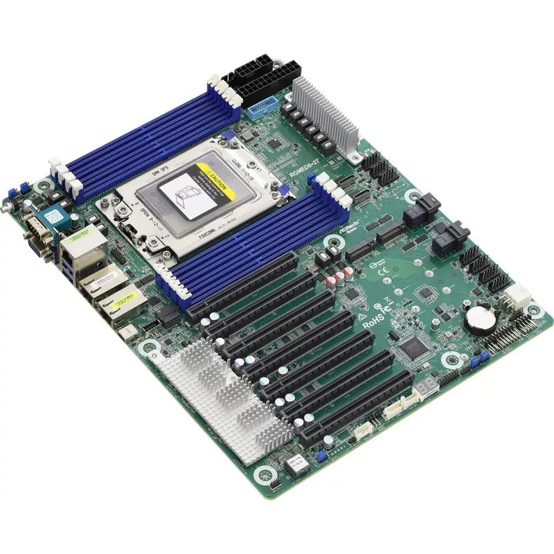 Płyta główna ASRock ROMED8-2T ATX dla AMD EPYC LGA 4094, 8× DDR4 DIMM, Octa‑channel, 2× M.2, 8× SATA III, 10GbE, 3× RJ‑45