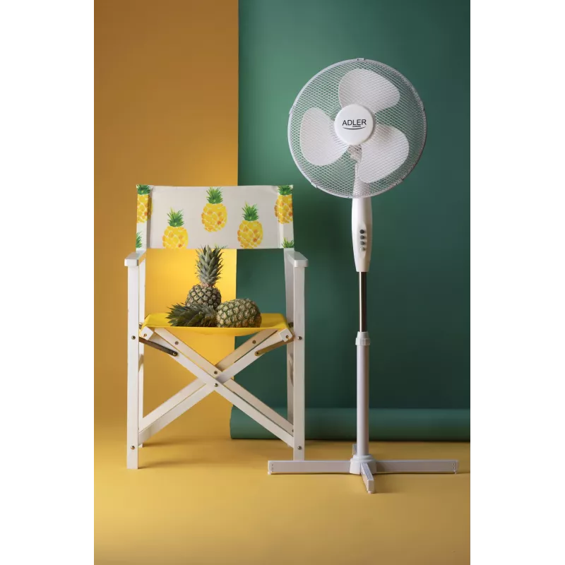 Adler | AD 7305 | Wentylator stojący | Biały | Średnica 40 cm | Liczba prędkości 3 | Oscylacja | 45 W
