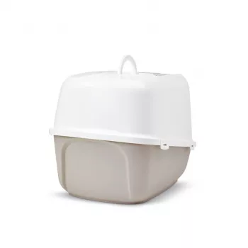 Kryta kuweta dla kota Savic Nestor Jumbo, plastik, 66,5×48,5×46,5 cm, kawowy/biały
