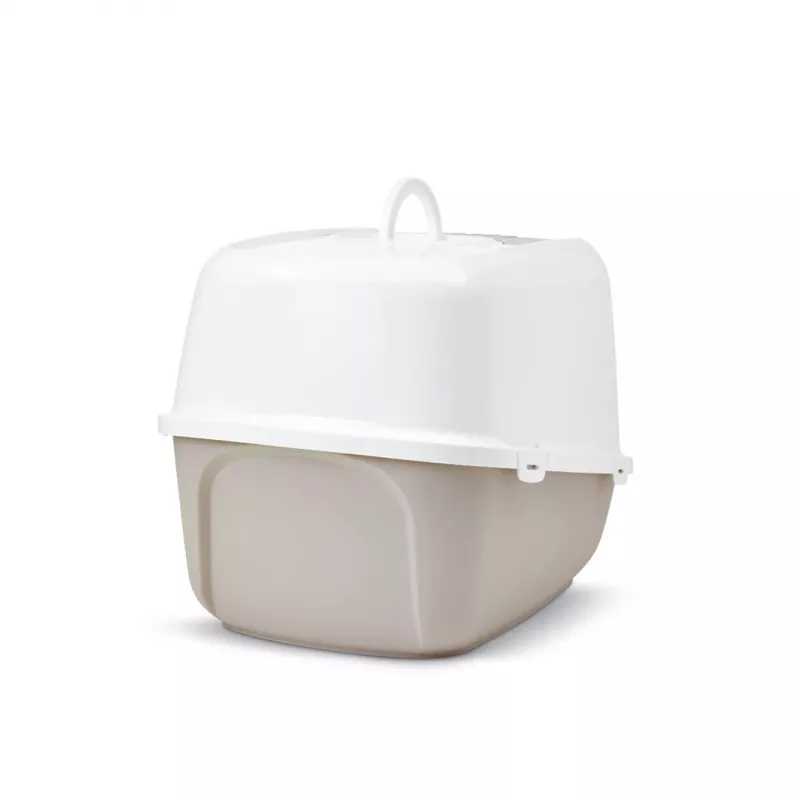 Kryta kuweta dla kota Savic Nestor Jumbo, plastik, 66,5×48,5×46,5 cm, kawowy/biały