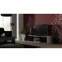 Stolik pod telewizor cama meble SOHO 140 — 1400×430×370 mm, biały blat, płyta wiórowa, biała rama, czarne fronty na wysoki połysk