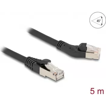 Kabel sieciowy DeLOCK RJ45 Kat.6A 45° lewy kątowy do prostego 5 m czarny