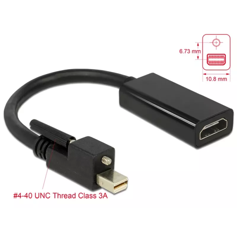 Adapter kablowy wideo DeLOCK 62640 Mini DisplayPort na HDMI 0,25 m czarny