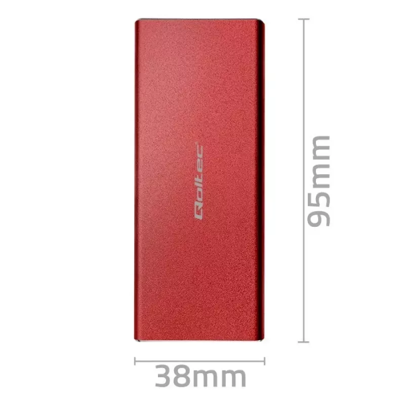 Obudowa SSD QOLTEC 51831 USB 3.0 dla dysków M.2 SATA do 2 TB, czerwona, obsługa długości 30 mm, do 4 dysków