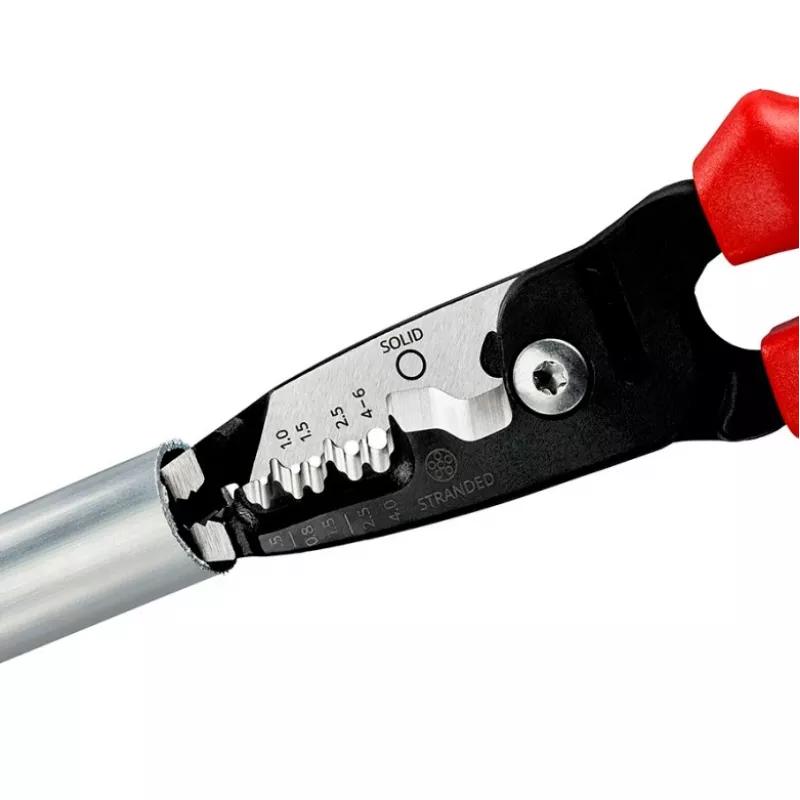 Knipex 13 72 200 ME ściągacz izolacji Czarny, Niebieski, Czerwony, Stal nierdzewna