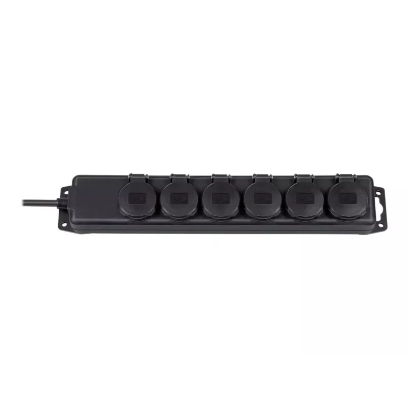 listwa zasilająca IP44 6-gniazdowa czarna 2m H07RN-F 3G1,5 (1159970)