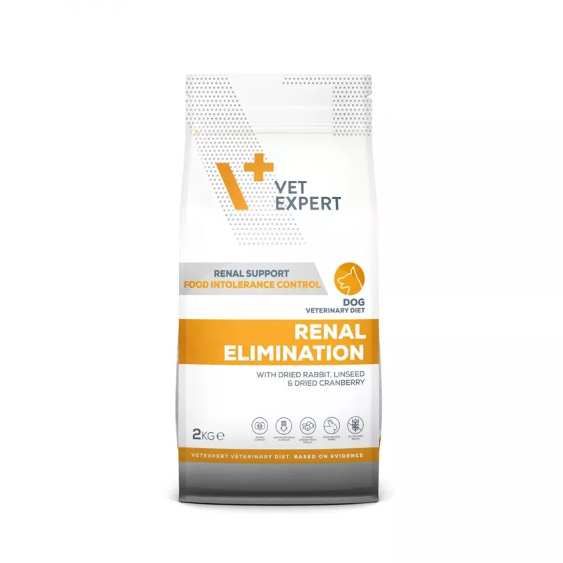Sucha karma dla psów VETEXPERT Veterinary Diet Renal Elimination 2 kg – smak królika, psy dorosłe, wsparcie nerek, 15,8% białka, 19,5% tłuszczu