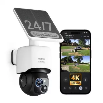 Safemo ST1 SolarCam 4K UHD Video, 8-krotny zoom, kąt widzenia 132°, noktowizja, Wi-Fi 2,4 GHz, panel słoneczny 3W, biały