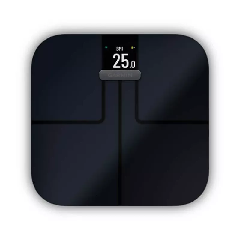 Elektroniczna waga osobista GARMIN Index S2 — czarna, maks. 181,4 kg, Wi‑Fi/Bluetooth, skład ciała