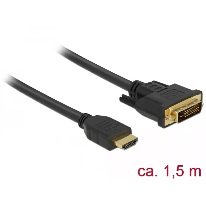 Kabel wideo DeLOCK 85653 1,5 m HDMI typ A DVI czarny