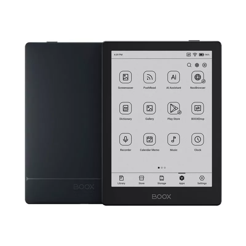 E-czytnik Onyx Boox 6 cali (15,2 cm) z ekranem E‑ink 1448×1072, 32 GB, 2 GB RAM, Android 11, dwuzakresowe Wi‑Fi, Bluetooth 5.0, MicroSD, USB‑C, czarny