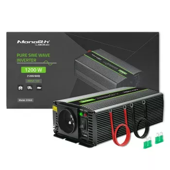 Przetwornica samochodowa Qoltec Monolith 1200 W Czarna 12 V