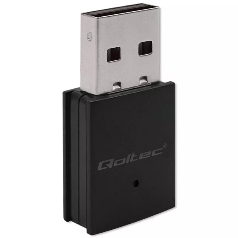 Bezprzewodowy mini adapter USB Wi-Fi QOLTEC 57007 — jednopasmowy 2.4 GHz, do 150 Mbps, antena wewnętrzna