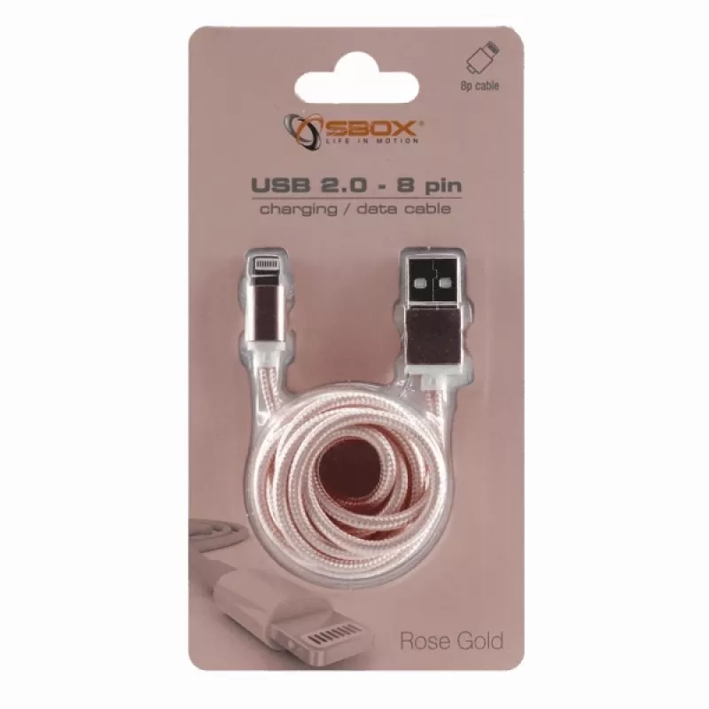 Kabel Sbox USB 2.0 8 Pin IPH7-RG różowe złoto