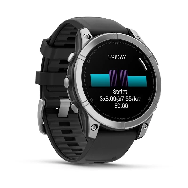 Garmin Fenix E 3.3 cm (1.3) AMOLED 47 mm Cyfrowy 416 × 416 pikseli Ekran dotykowy Stal nierdzewna Wi-Fi GPS (satelitarny)