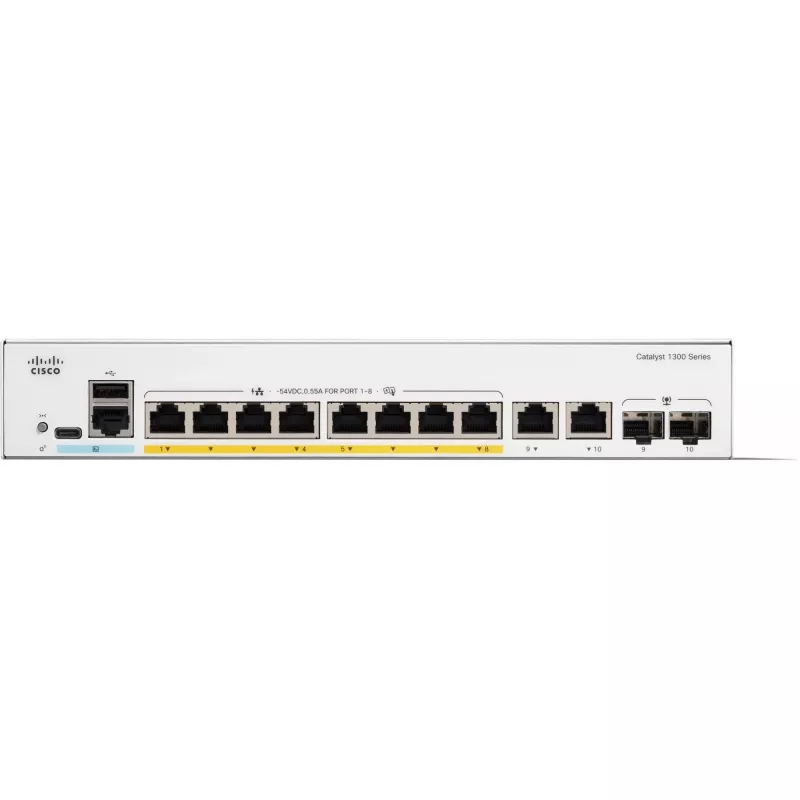 Przełącznik zarządzalny Cisco Catalyst 1300-8P-E-2G 8 portów GE PoE