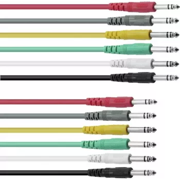 Audio patch kabel Omnitronic 3021005P, 6 x 0.9 m, 6.3 mm (1/4 inch) mono plugs