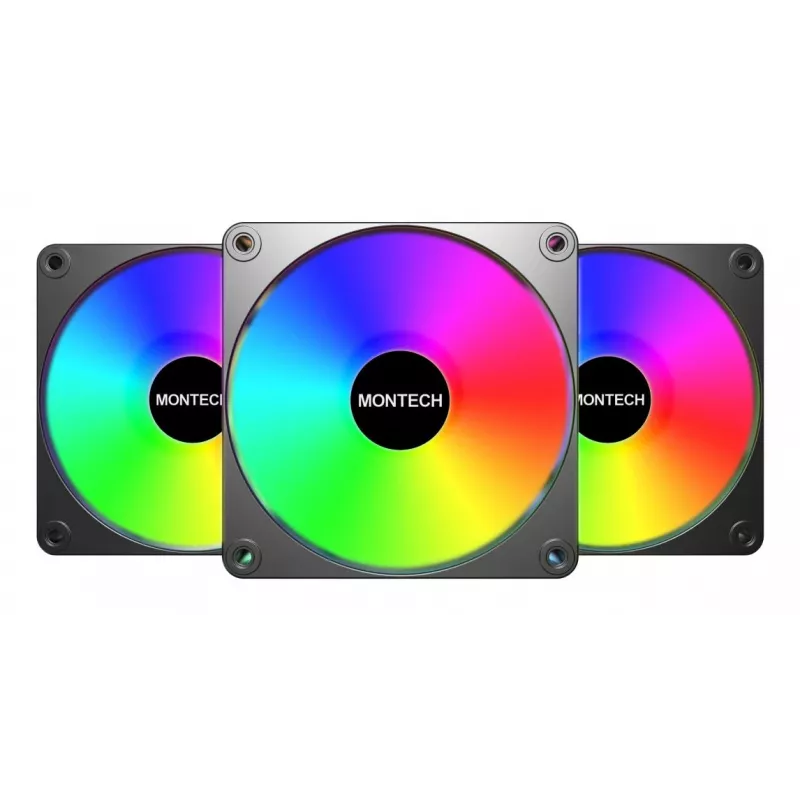 Montech GF120 V2 ARGB Moduł wentylatora do obudowy komputera 12 cm Czarny 3 szt.