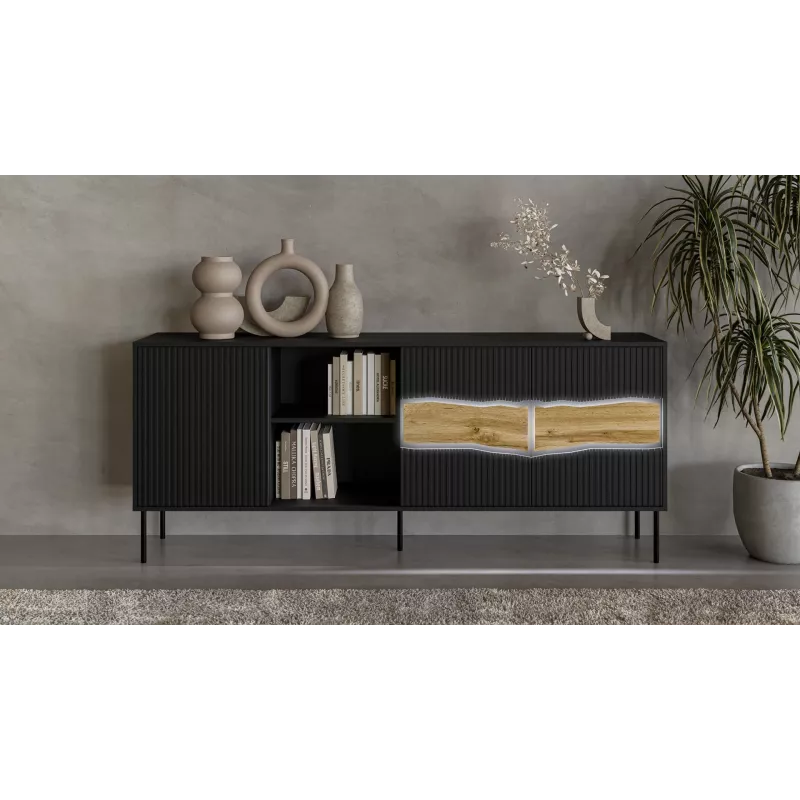 Cama INSERTO 3D1W komoda 190x40x80 czarny + LED