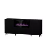 Komoda z kominkiem elektrycznym Cama Meble PAFOS 180x42x82 cm czarny mat, 3 drzwi, 2 półki, 1400–1600 W