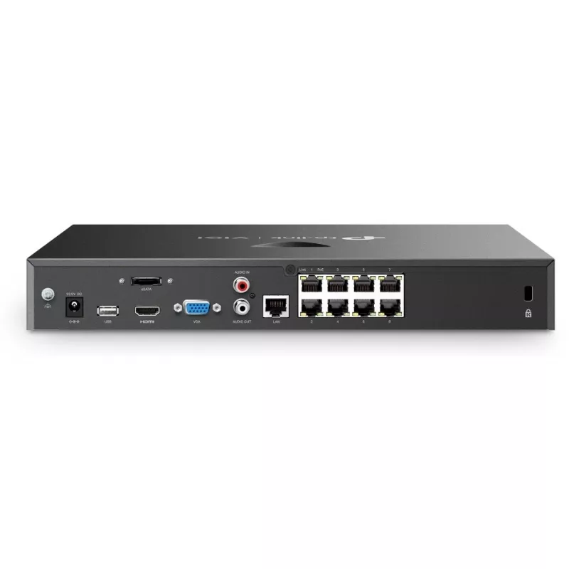 Sieciowy rejestrator wideo TP-Link VIGI NVR2008H-8MP-2TB — 8-kanałowy, 4K (3840×2160), 2 TB SATA HDD, 9× RJ-45, Czarny