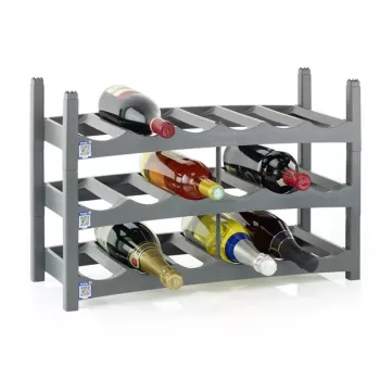 Stojak na wino na blat rotho VARIO na 6 butelek, składany, szary, 600×220×140 mm