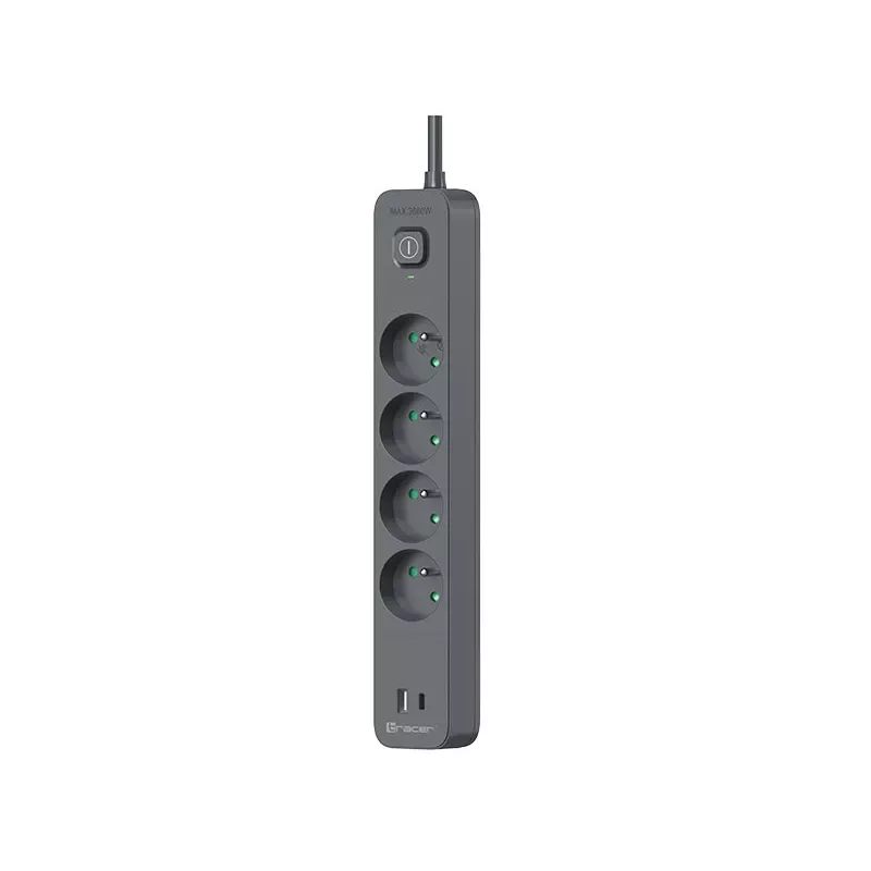 Listwa zasilająca TRACER TRALIS47026 z kablem 1,5 m, 4 portami USB i PD 18W